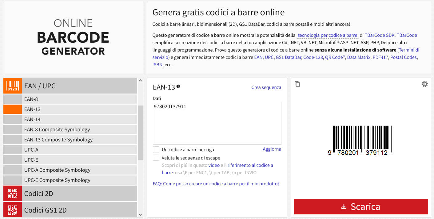 codice a barra online barcode tec it