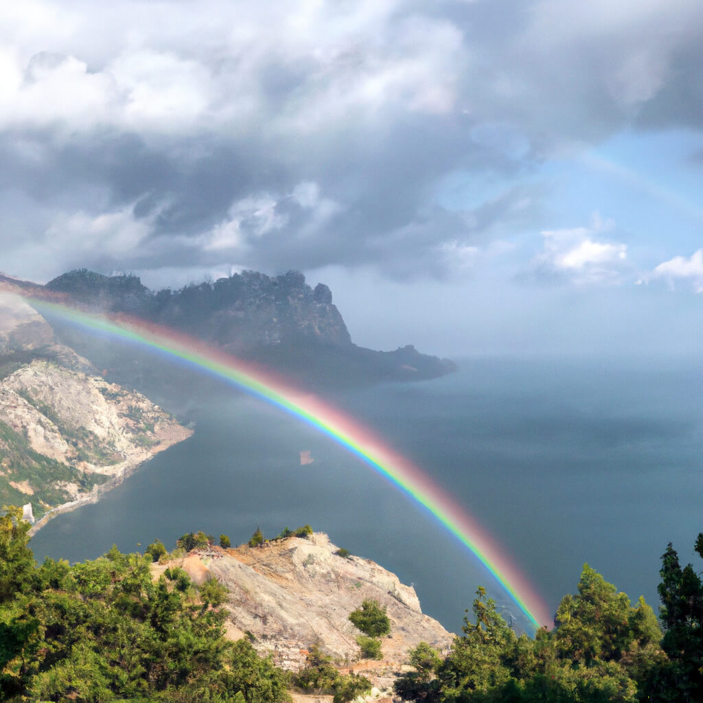 dall e 2 intelligenza artificiale crea immagini e foto da testo arcobaleno montagne mare