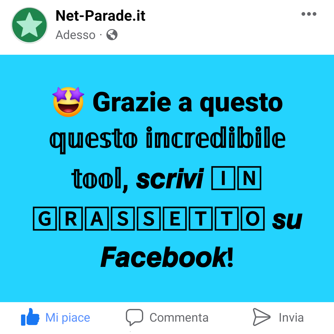 Grassetto su Facebook Grande