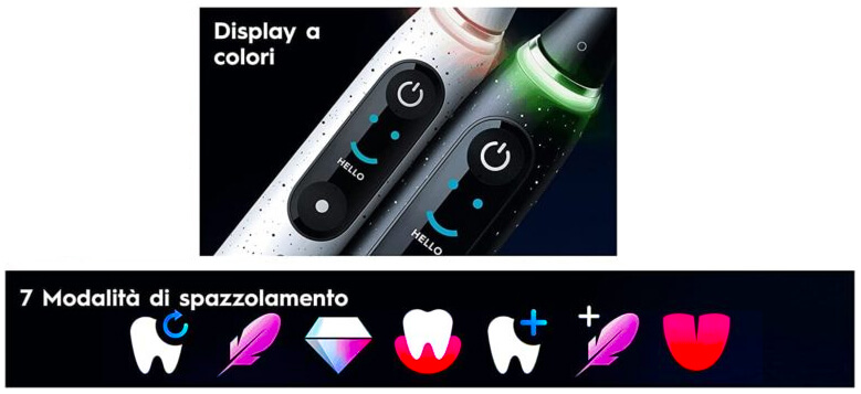 Lo spazzolino elettrico Oral-B IO 10 display a colori hello