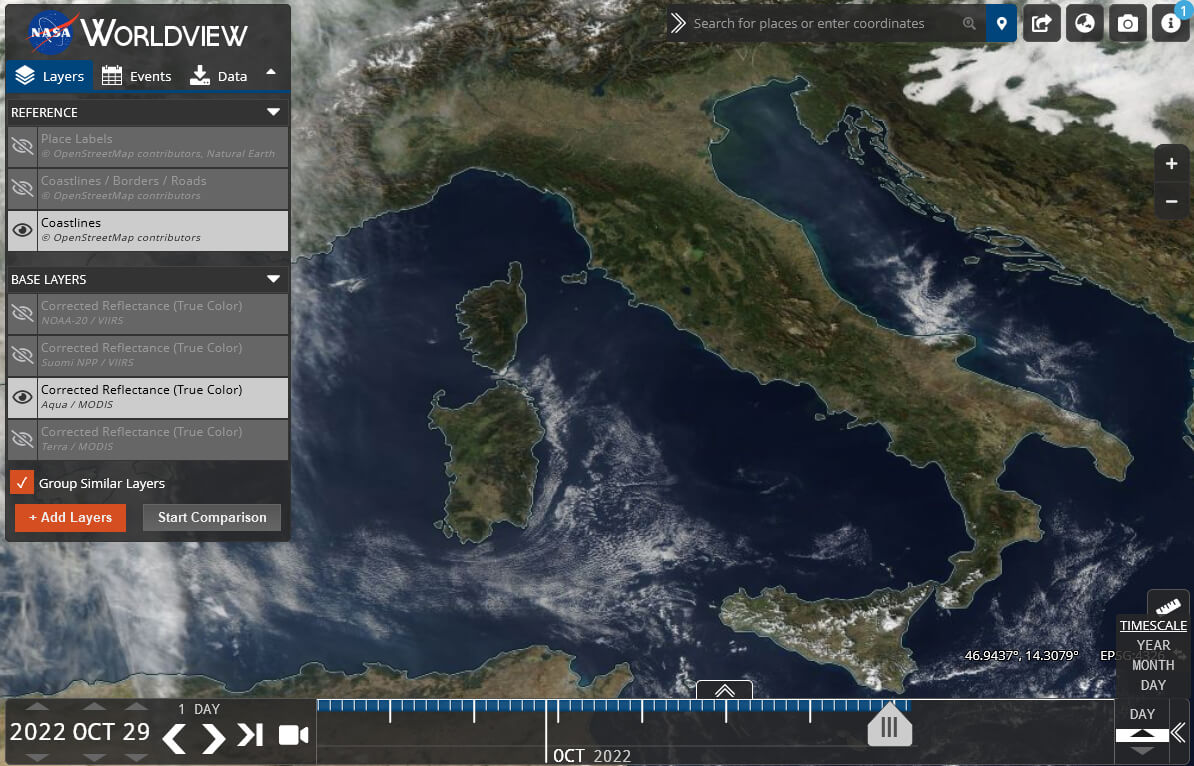 vedere casa mia dal satellite in tempo reale nasa world view